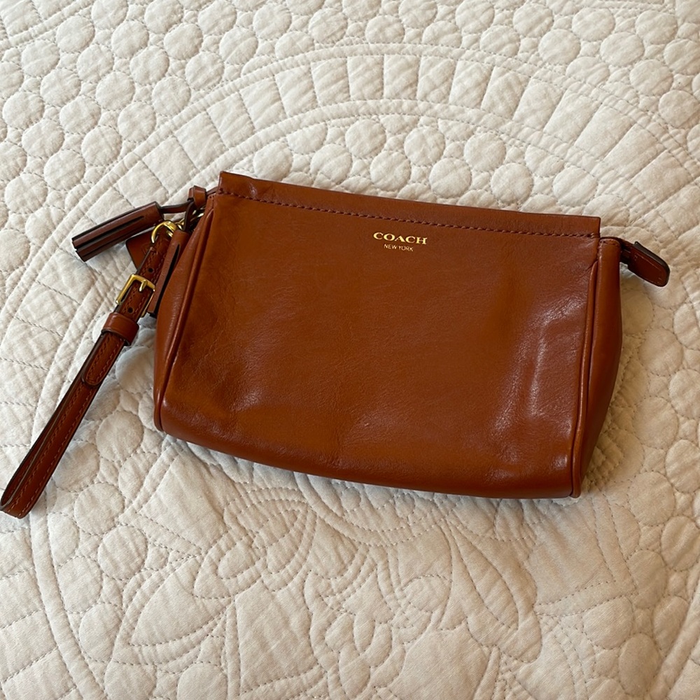 Coach Legacy Leather Large Wristlet, Brown